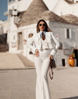 Tailleur tre pezzi jolie gessato White