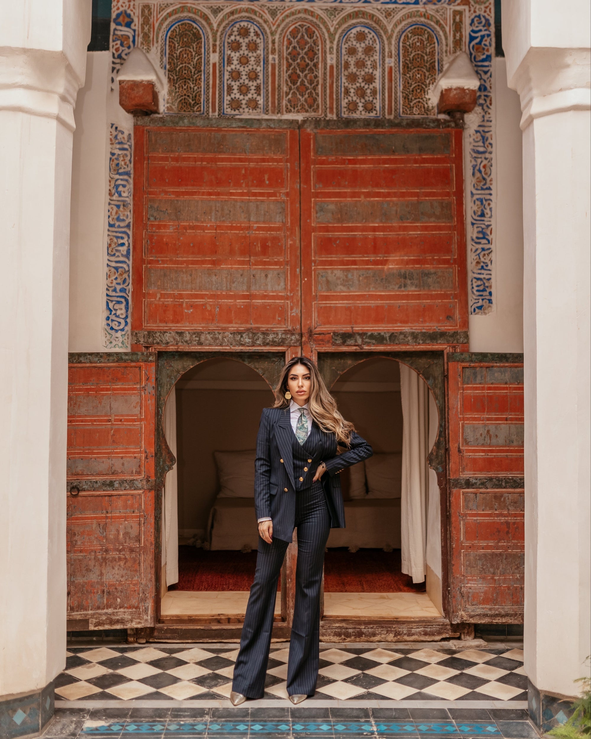 Solo tg 38-40 in PRE ORDER Tailleur tre pezzi Classic gessato blu