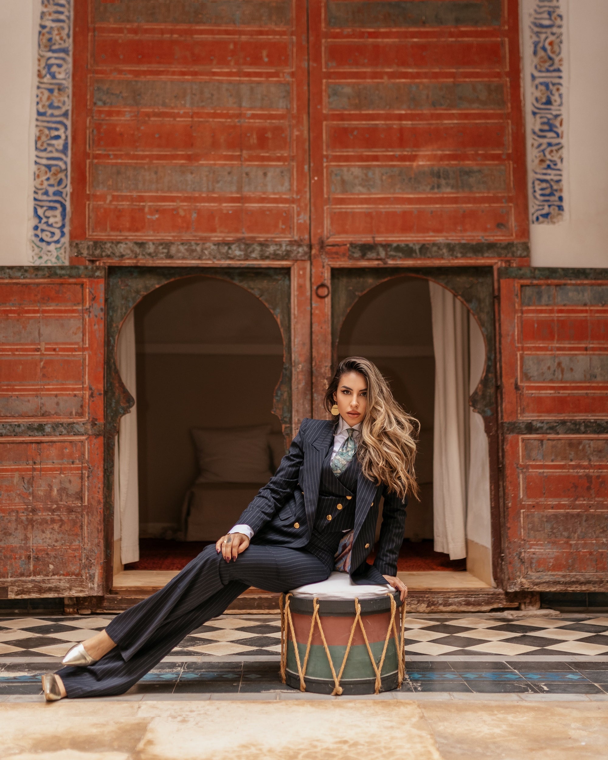 Solo tg 38-40 in PRE ORDER Tailleur tre pezzi Classic gessato blu