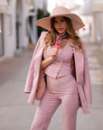 Tailleur tre pezzi Classic rosa gessato