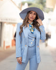 Tailleur tre pezzi Classic azzurro gessato
