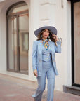Tailleur tre pezzi Classic azzurro gessato