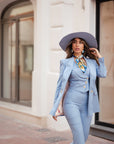 Tailleur tre pezzi Classic azzurro gessato