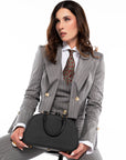 Tailleur tre pezzi Jolie gessato grigio