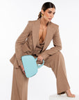 Tailleur tre pezzi lino gessato nocciola