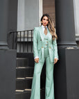 Tailleur tre pezzi Classic verde menta gessato