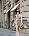 Tailleur tre pezzi New Jolie gessato beige
