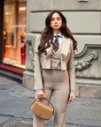 Tailleur tre pezzi New Jolie gessato beige