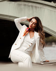 Tailleur tre pezzi Classic bianco gessato