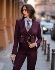 Tailleur tre pezzi new Jolie Bordeaux gessato