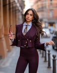 Tailleur tre pezzi new Jolie Bordeaux gessato