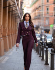Tailleur tre pezzi new Jolie Bordeaux gessato