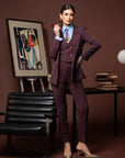 Tre pezzi New York Gessato Bordeaux