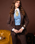 Tre pezzi New York Marrone gessato celeste
