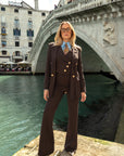 Tailleur Tre Pezzi Classic Marrone fondente Gessato