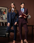 Tre pezzi New York Gessato Bordeaux