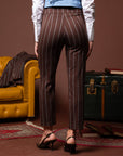Tre pezzi New York Marrone gessato celeste