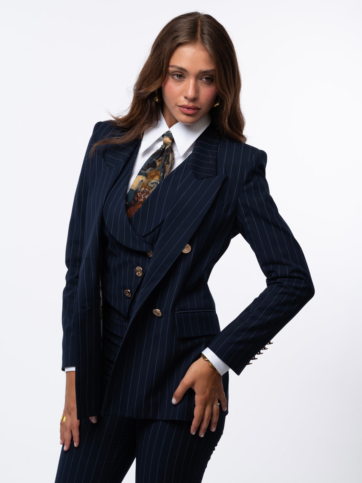 Tailleur tre pezzi Classic gessato blu