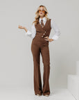 Tailleur tre pezzi new Jolie gessato Chocolate
