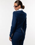Tailleur Cleopatra gessato Blu cobalto
