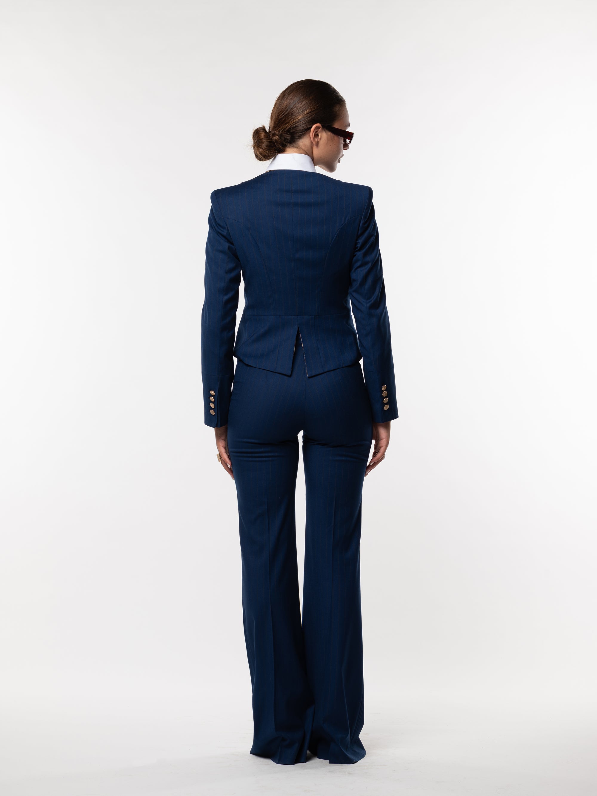 Tailleur Cleopatra gessato Blu cobalto