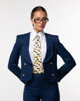 Tailleur Cleopatra gessato Blu cobalto