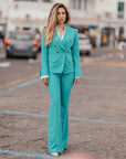 Tailleur 3 pezzi glamour giacca corta verde Marino