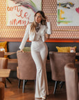 Tailleur tre pezzi jolie gessato White