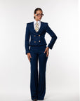 Tailleur Cleopatra gessato Blu cobalto
