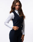 Tailleur tre pezzi Classic gessato blu