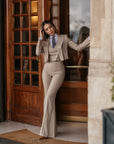 Tailleur tre pezzi Jolie gessato beige