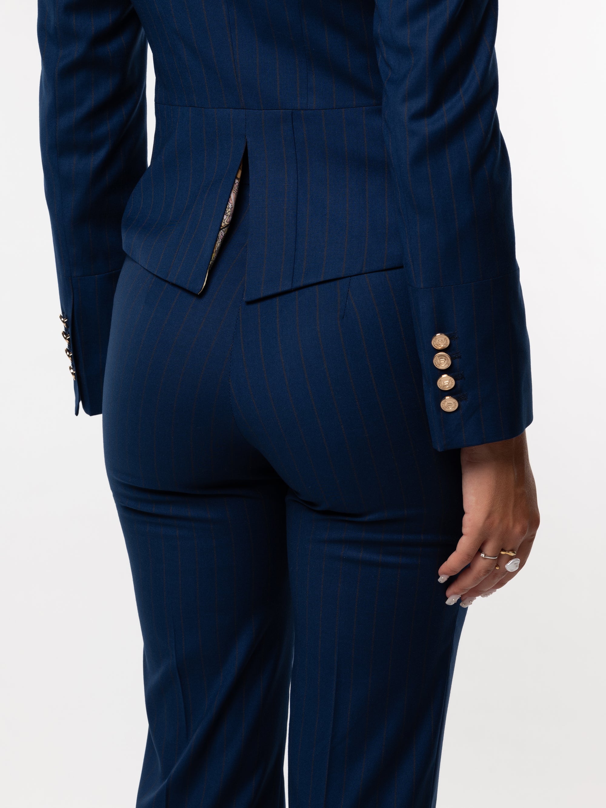 Tailleur Cleopatra gessato Blu cobalto
