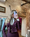 Tailleur tre pezzi new Jolie Bordeaux gessato