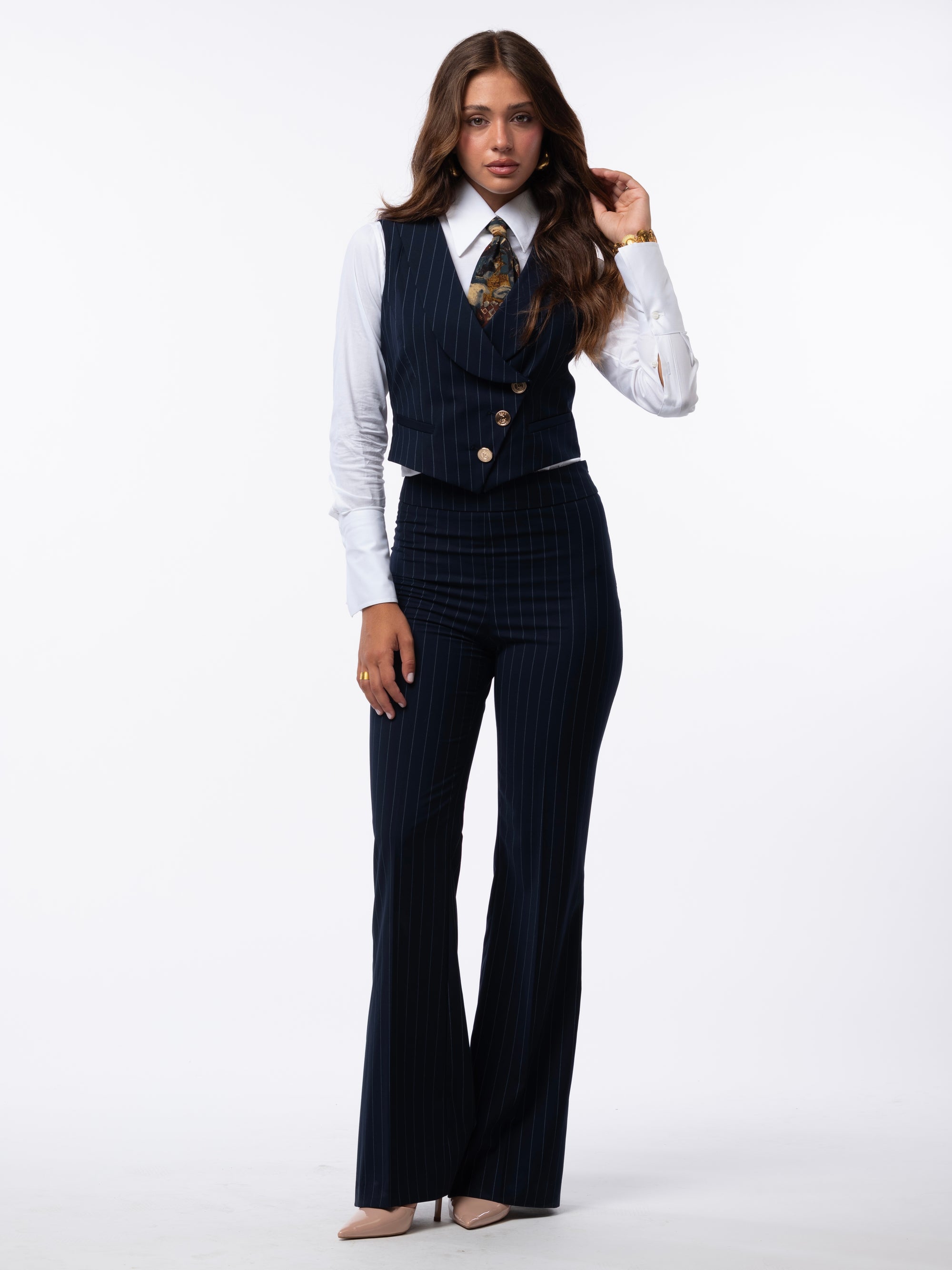 Tailleur tre pezzi Classic gessato blu