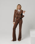 Tailleur tre pezzi new Jolie gessato Chocolate