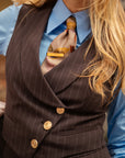 Tailleur Tre Pezzi Classic Marrone fondente Gessato