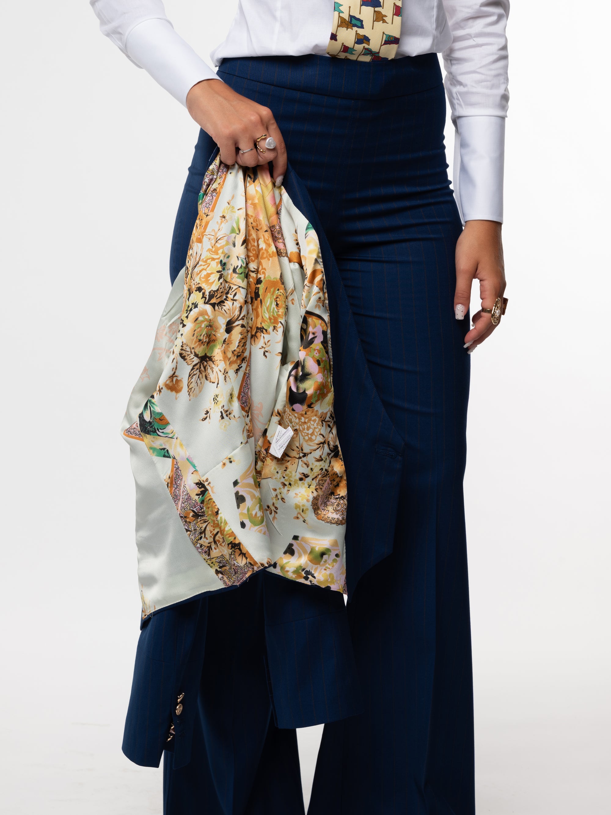 Tailleur Cleopatra gessato Blu cobalto
