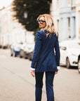 Tailleur tre pezzi Classic Blu cobalto gessato riga marrone