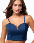 Bustier gessato blu cobalto riga marrone