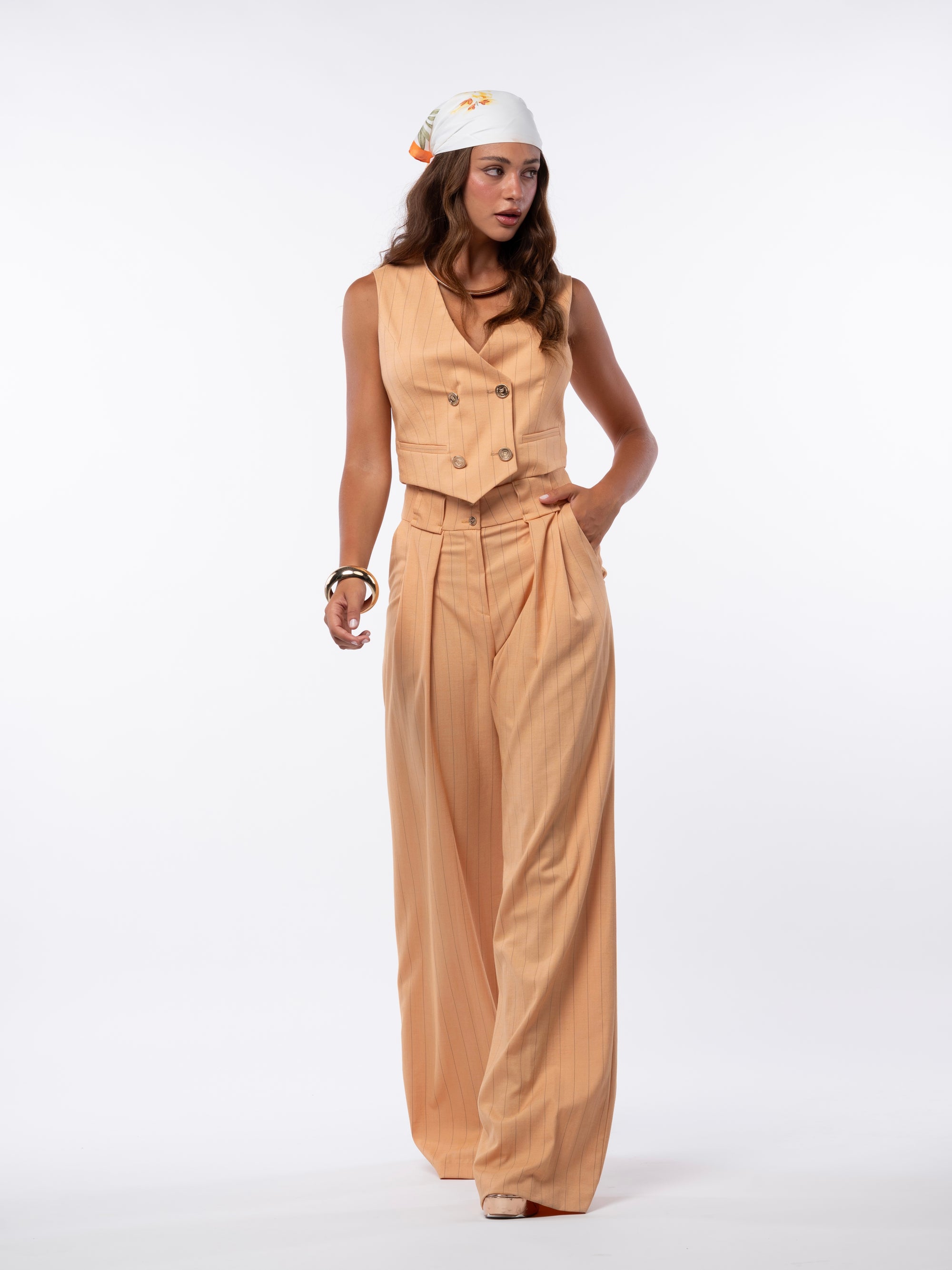 Tailleur tre pezzi Egypt gessato orange