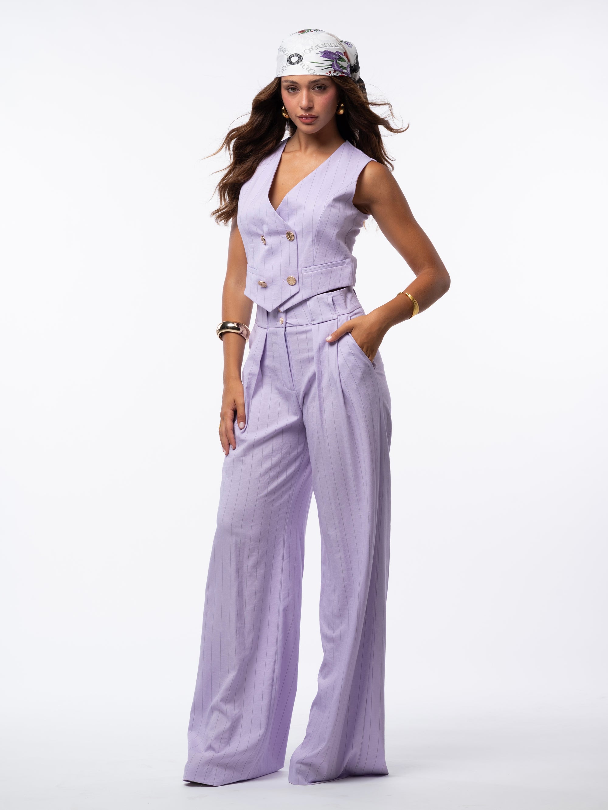Tailleur tre pezzi Egypt gessato Glicine