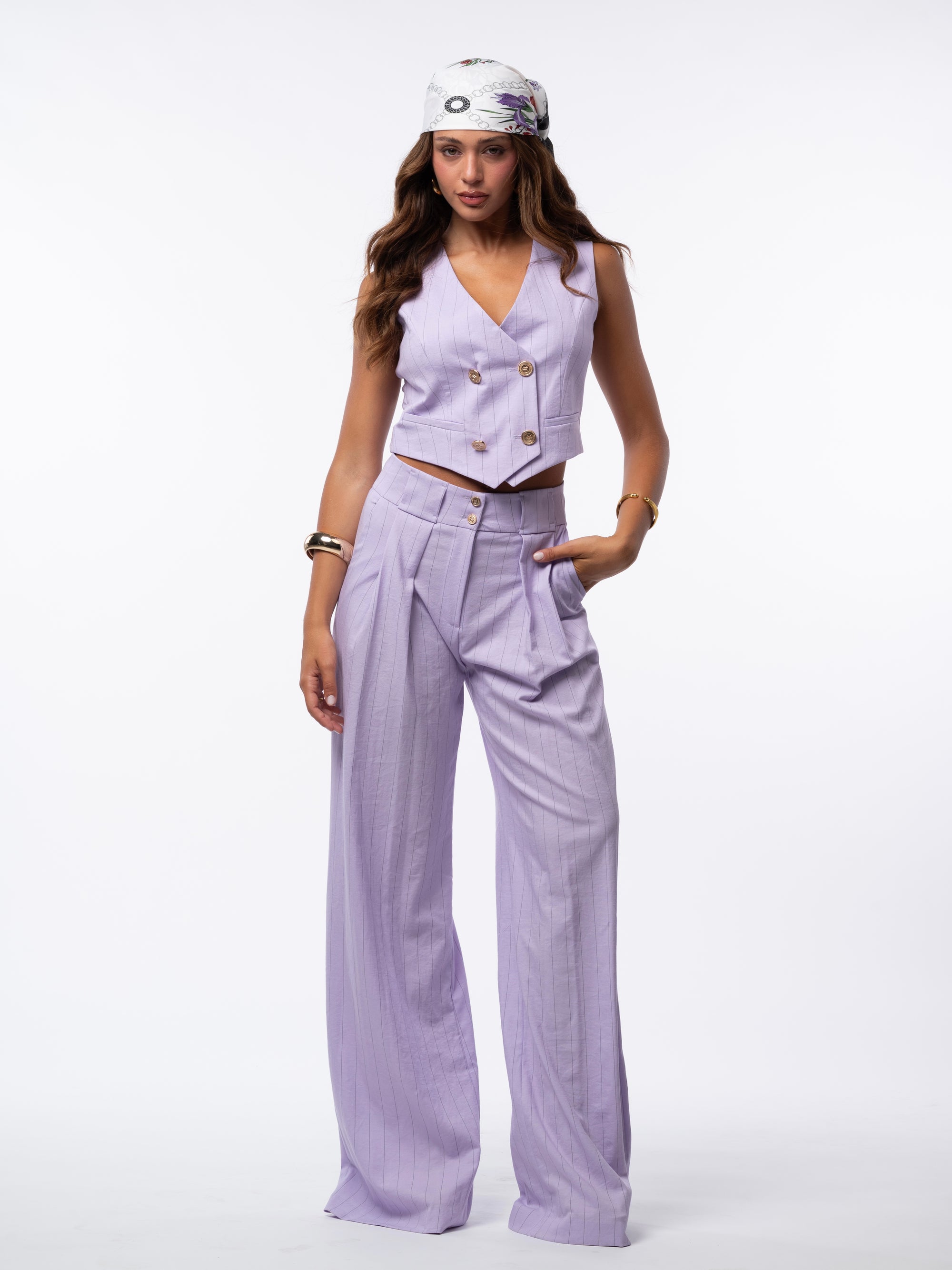 Tailleur tre pezzi Egypt gessato Glicine