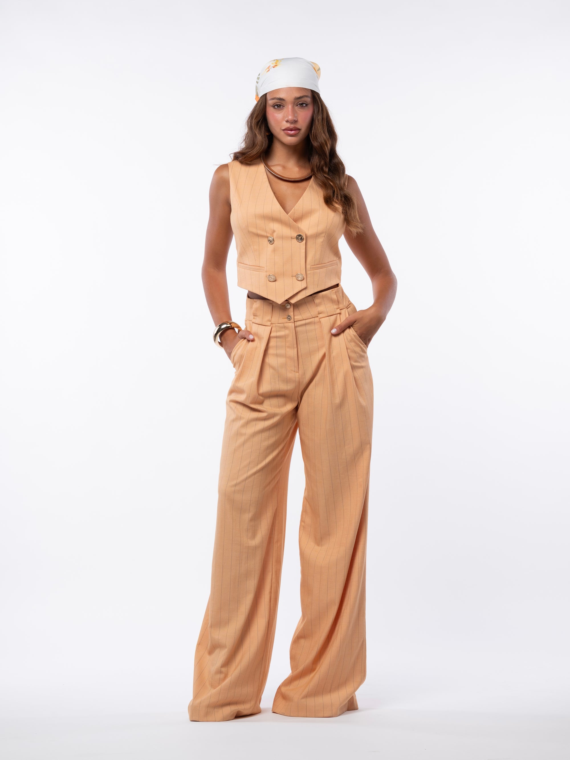 Tailleur tre pezzi Egypt gessato orange