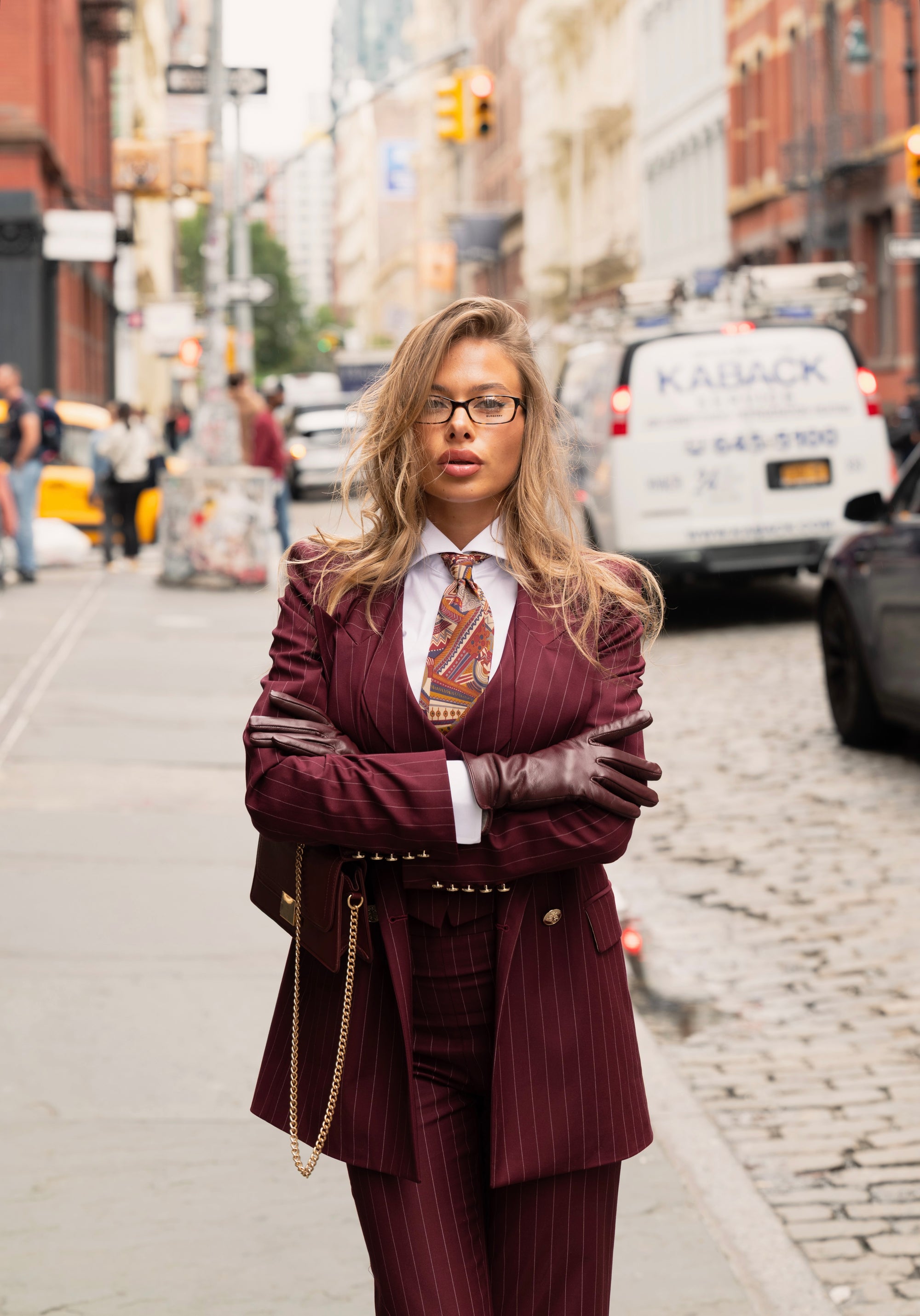 Tailleur tre pezzi Classic bordeaux gessato