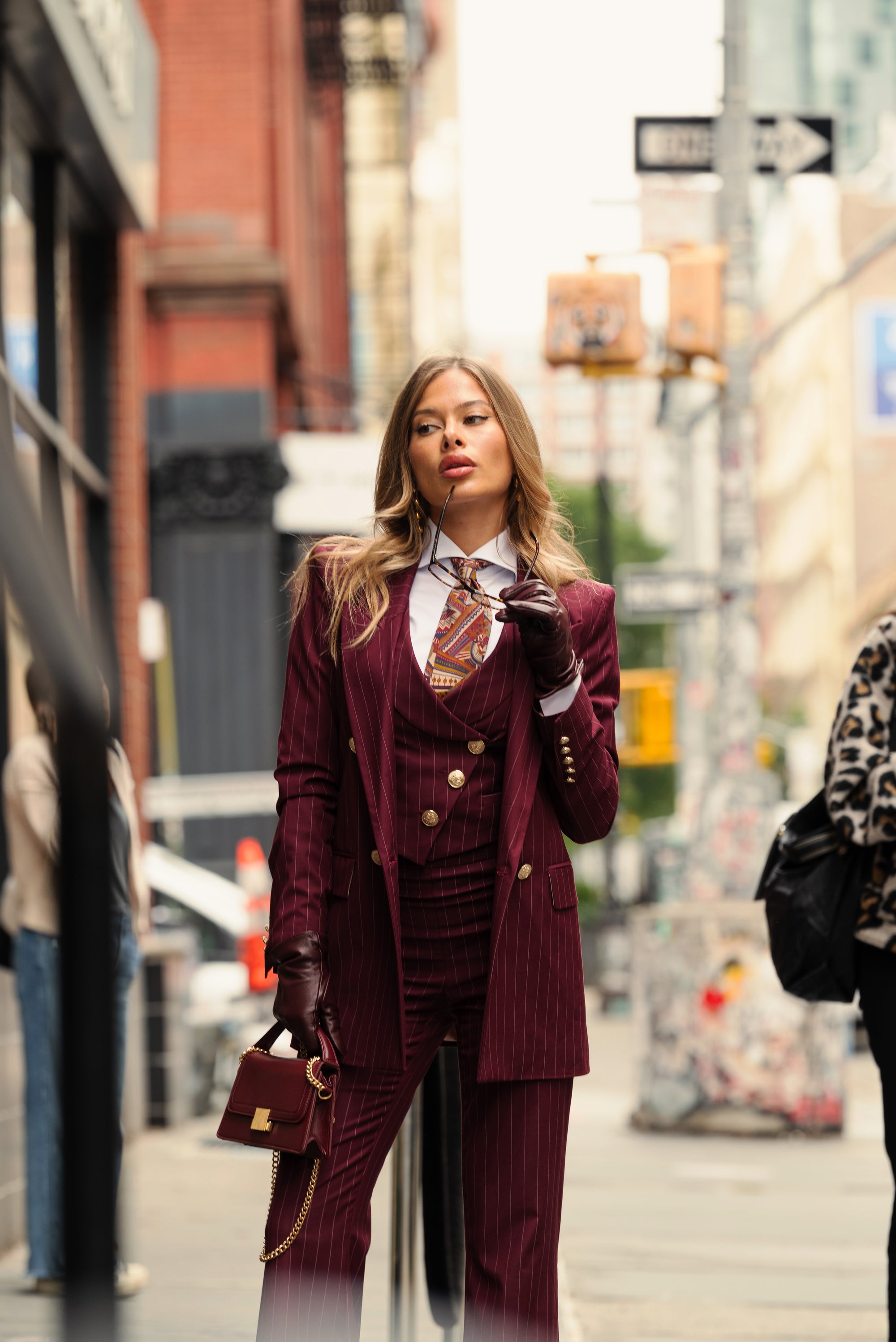 Tailleur tre pezzi Classic bordeaux gessato