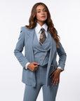 Tailleur tre pezzi Classic gessato acqua marina