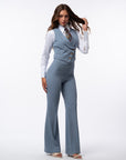 Tailleur tre pezzi Classic gessato acqua marina