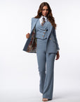 Tailleur tre pezzi Classic gessato acqua marina