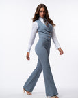 Tailleur tre pezzi Classic gessato acqua marina