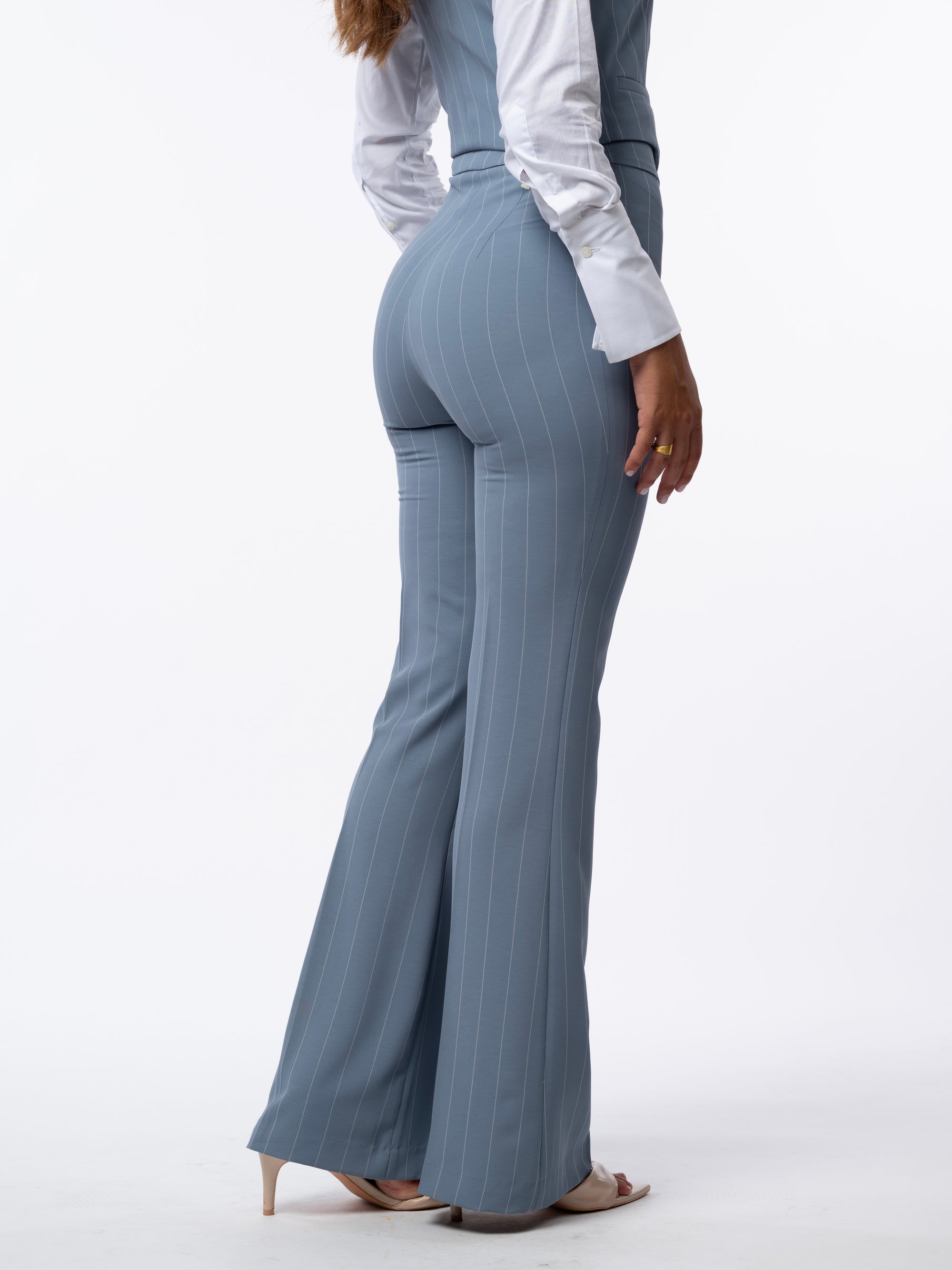 Tailleur tre pezzi Classic gessato acqua marina
